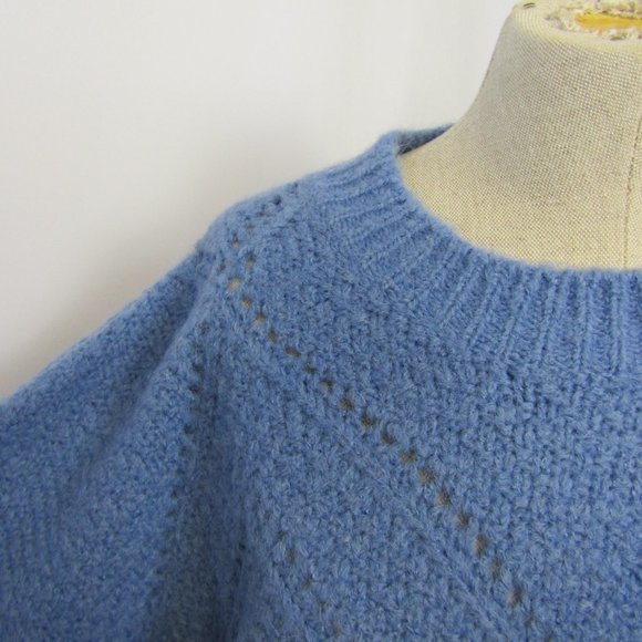 NWT Lulu’s Keep Cozy Dusty Blue Pointelle Knit Oversized Sweater Small - Picture 6 of 12